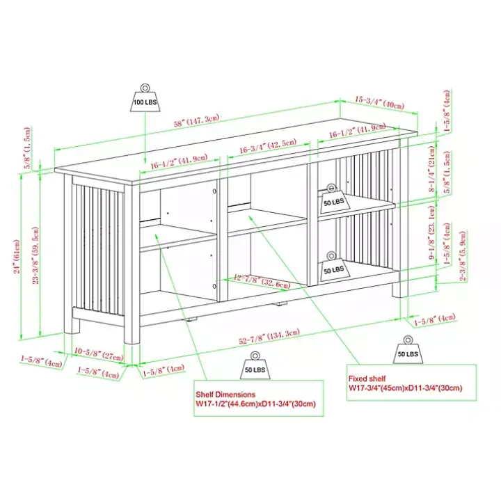 Rustic Oak Wood Slatted Sides Media Cabinet