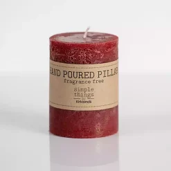 Rustic Red Unscented Pillar Candle, 3x4 in.