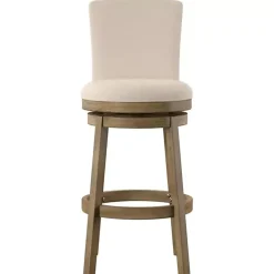 Rustic Taupe Upholstered Swivel Bar Stool