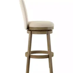 Rustic Taupe Upholstered Swivel Bar Stool