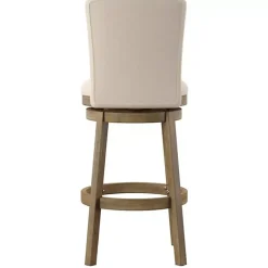 Rustic Taupe Upholstered Swivel Bar Stool