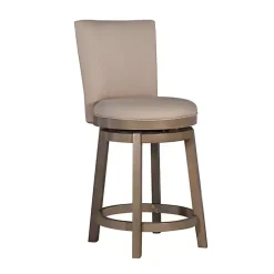 Rustic Taupe Upholstered Swivel Counter Stool