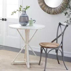 Rustic White Hourglass Side Table