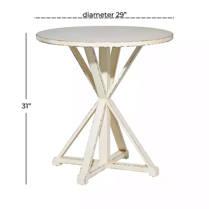 Rustic White Hourglass Side Table