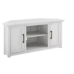 Rustic White Katy-Corner TV Stand