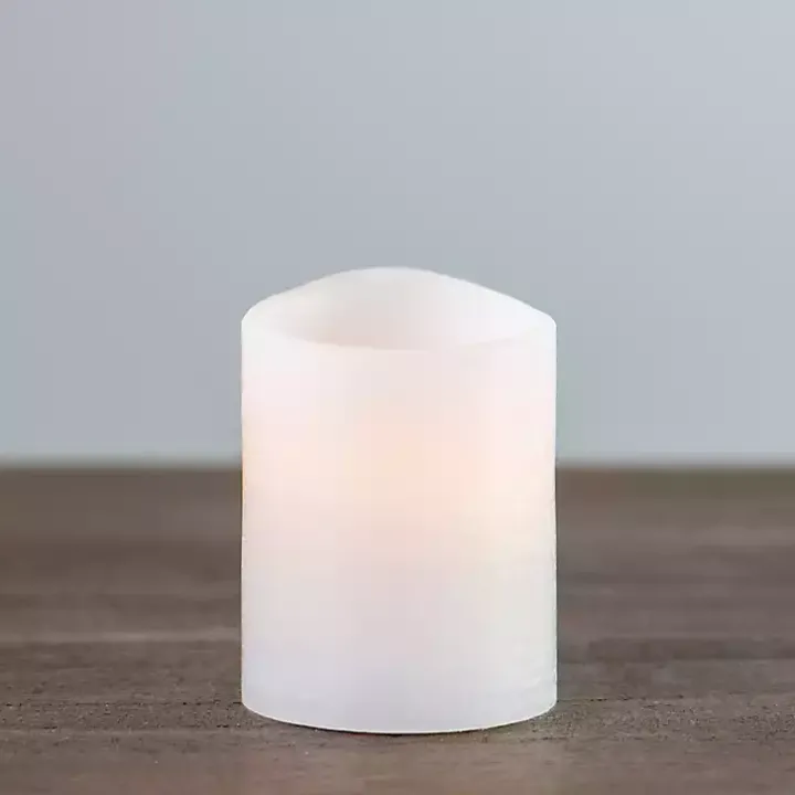 Rustic White LED Pillar Candle, 3x4 in.