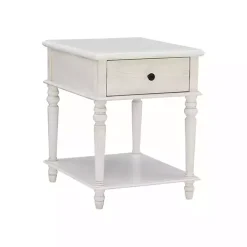 Rustic White Turned Legs Accent Table