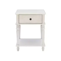 Rustic White Turned Legs Accent Table