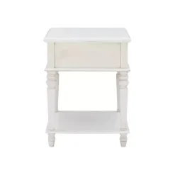 Rustic White Turned Legs Accent Table