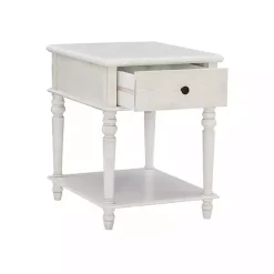 Rustic White Turned Legs Accent Table