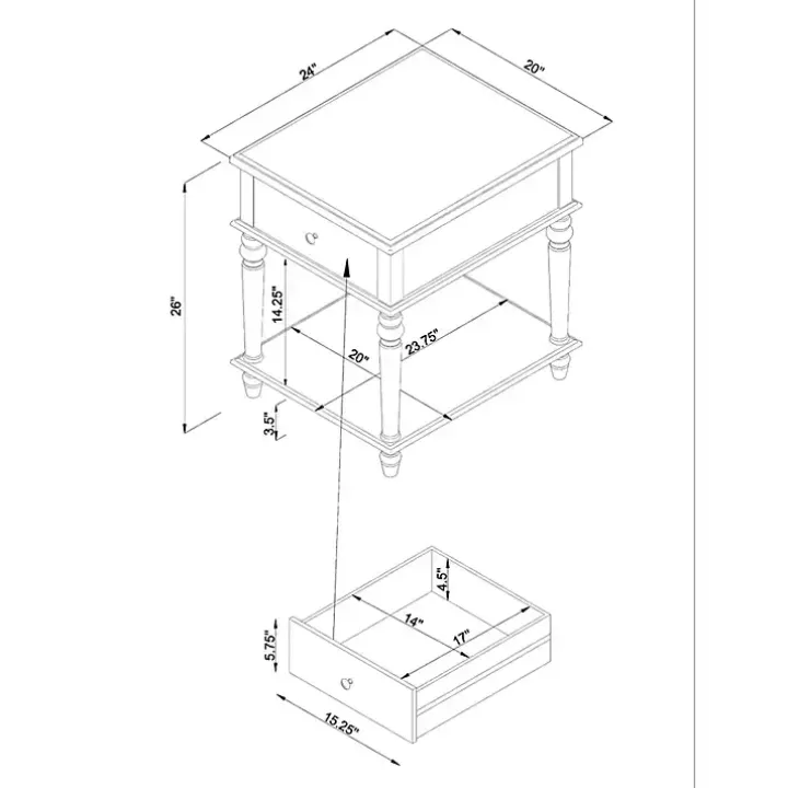 Rustic White Turned Legs Accent Table