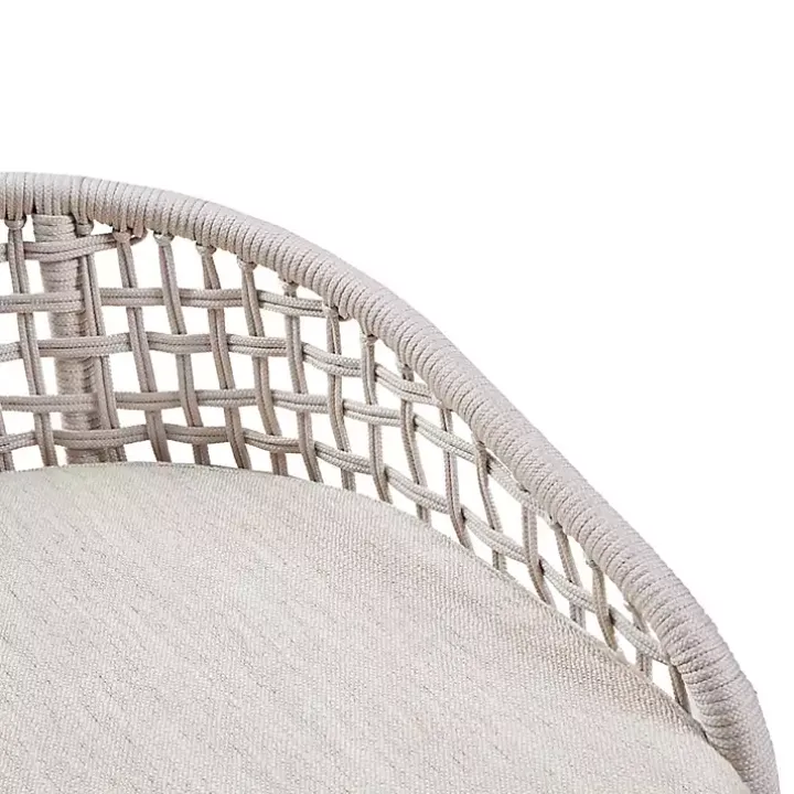 Rustic White Woven Rope Back Counter Stool