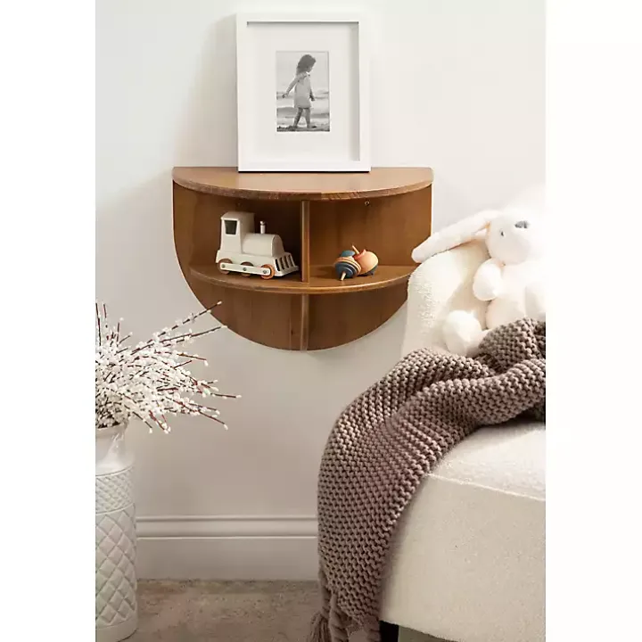 Rustic Wood Half Moon Floating Accent Table