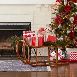 Rustic Wooden Sleigh Figurine