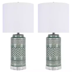 Sage Green Geometric Table Lamps, Set of 2