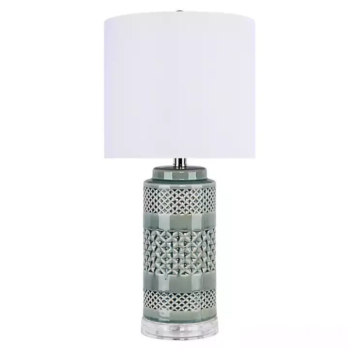 Sage Green Geometric Table Lamps, Set of 2