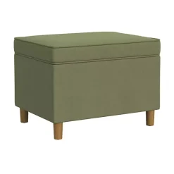 Sage Green Velvet Rectangle Storage Ottoman