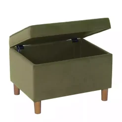 Sage Green Velvet Rectangle Storage Ottoman