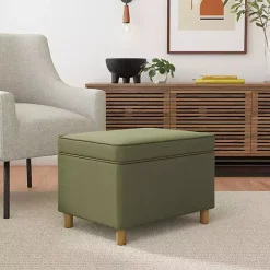 Sage Green Velvet Rectangle Storage Ottoman