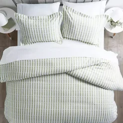 Sage Rugged Stripes Puffed King 3-pc. Duvet Set