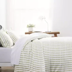 Sage Rugged Stripes Puffed King 3-pc. Duvet Set