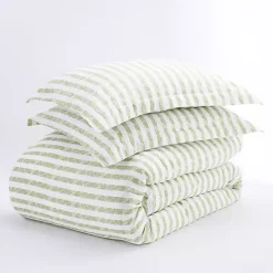 Sage Rugged Stripes Puffed King 3-pc. Duvet Set