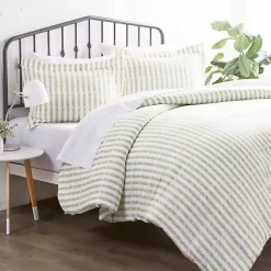 Sage Stripes 3-pc. Queen Duvet Cover Set