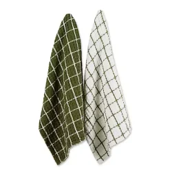 Sage Windowpane Oversized Dish Towels, Set of 2