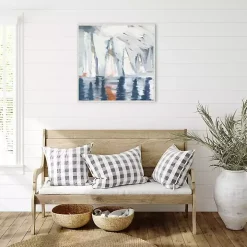 Sailboats in the Mist Framed Canvas Art Print