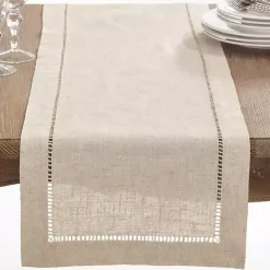 Sand Beige Hemstitch Border Table Runner