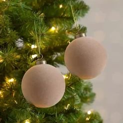 Sand Velvet Ball 2-pc. Ornament Set, 4 in.