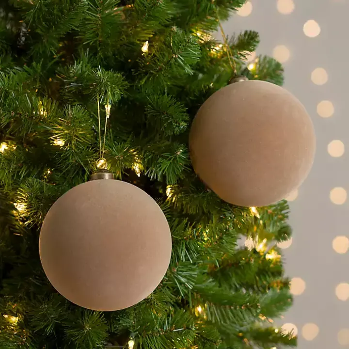 Sand Velvet Ball 2-pc. Ornament Set, 6 in.