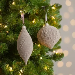 Sand Velvet Patterned Ornaments, Set of 2