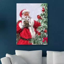 Santa and a Cardinal Canvas Art Print
