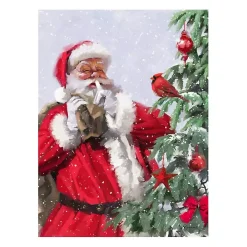 Santa and a Cardinal Canvas Art Print