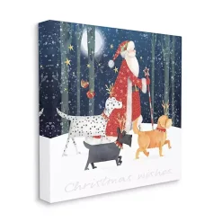 Santa and His Dogs Canvas Wall Plaque