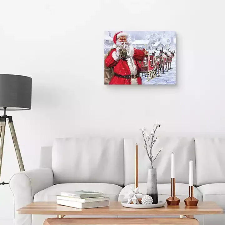Santa and His Sleigh Canvas Art Print