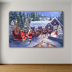 Santa and his Team Canvas Art Print