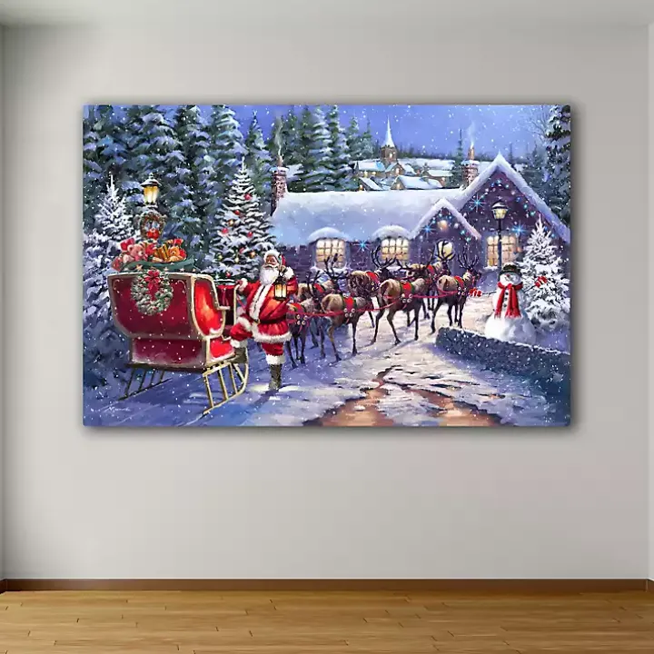 Santa and his Team Canvas Art Print