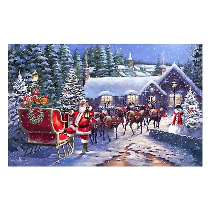 Santa and his Team Canvas Art Print