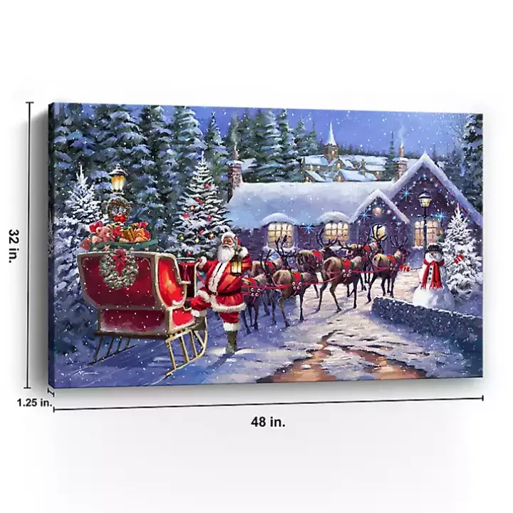 Santa and his Team Canvas Art Print