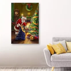 Santa and Presents with Tree Canvas Art Print