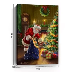 Santa and Presents with Tree Canvas Art Print