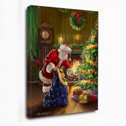 Santa and Presents with Tree Canvas Art Print