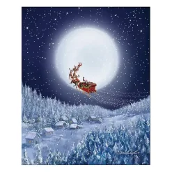 Santa and Sleigh with a Big Moon Canvas Art Print