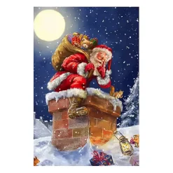 Santa at Chimney with Moon Canvas Art Print