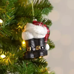 Santa Boots Glass Ornament