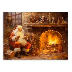 Santa by the Fire Canvas Art Print