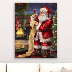 Santa Checking His List Canvas Art Print