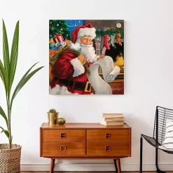 Santa Checking His List Canvas Art Print